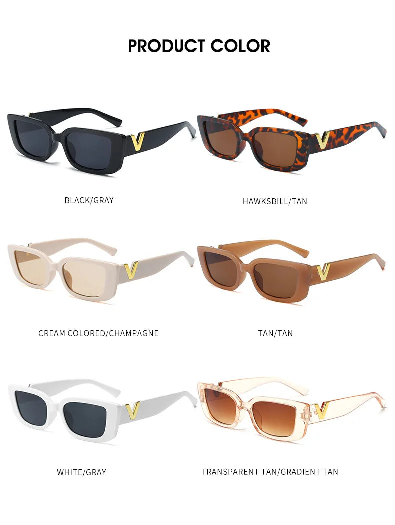 Retro Rectangle Sunglasses For Women - Fútbol Essentials